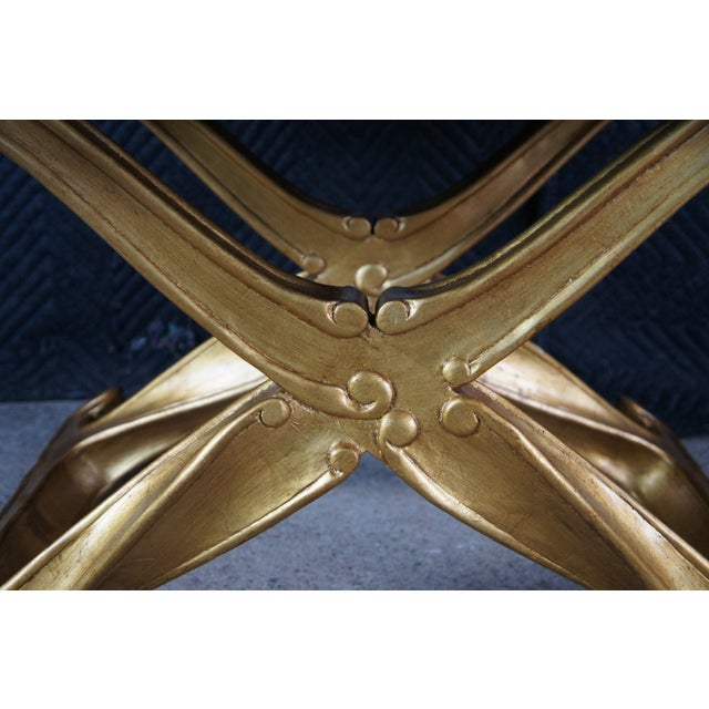 Baker Furniture Company Late 20th Century Baker Furniture French Louis XV Gilt X Form Pliants Ottoman Footstools- a Pair For Sale - Image 4 of 10