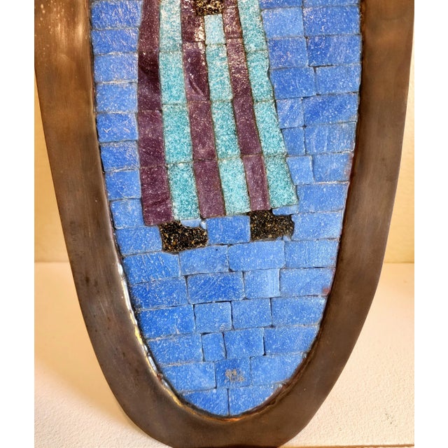 Mexican Salvador Teran Mexican Tile Mosaic on Brass Wall Art, Mexico, 1950 For Sale - Image 3 of 13