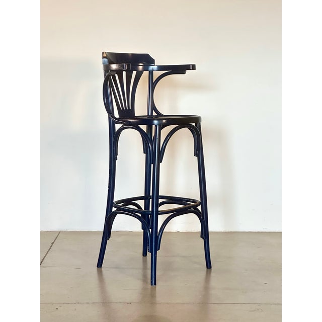 1960s Blue Lacquered Wooden Bar Stools, 1960s, Set of 3 For Sale - Image 5 of 12