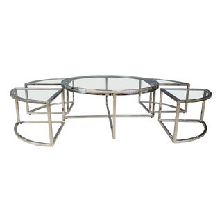 Chromed Coffee Table with Nesting Tables, 1970s, Set of 5 For Sale
