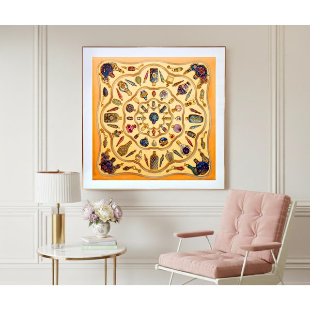 This is an authentic Hermès Scarf professionally framed. Designed by Catherine Baschet in 1988, this beautiful scarf...