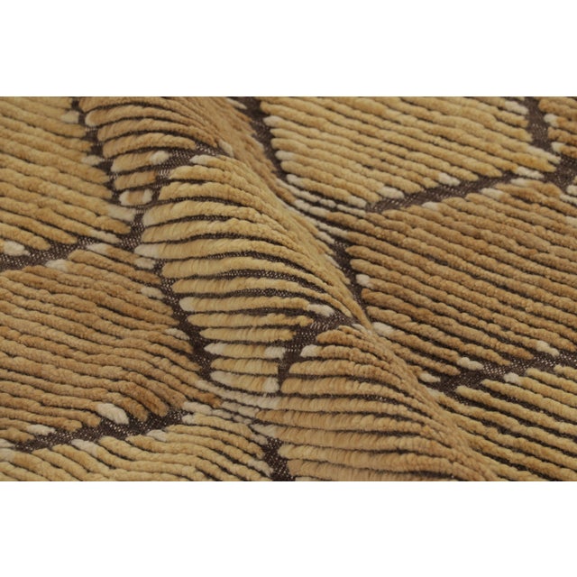 Textile Rug & Kilim’s Scandinavian Inspired Rug, Brown With Gold Geometric Patterns For Sale - Image 7 of 8