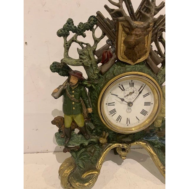 Metal 20th Century Polychrome Spelter Clock with Breton Sailor Decoration For Sale - Image 7 of 9