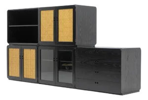 Samara Modular Storage Unit in Black Ash by Derk Jan De Vries, 1970s, Set of 5