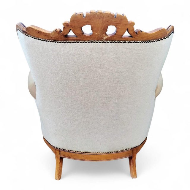 Louis XVI French Château Living Room Set in Upholstered Hand-Carved Walnut, Mid-19th Century, Set of 3 For Sale - Image 10 of 18