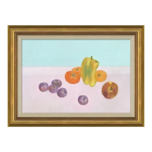 "Five Plums, Yellow Pepper, Three Tomatoes and Peach" Original Oil Painting by John Alexander Steele