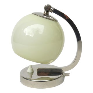 Bauhaus Nickel-Plated Bedside Lamp with Beige Cased Glass, 1930s For Sale