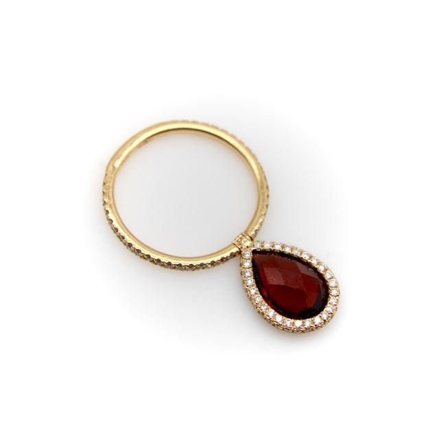 1990s 1990s Nina Runsdorf 18k Gold Diamond and Garnet Flip Ring, Size 9 For Sale - Image 5 of 11