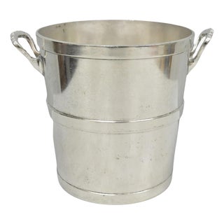 Vintage Mid Century Modern Nickel Silver Plated "Room Service" Champagne Bucket For Sale