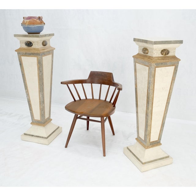 Pair of Tessellated Marble Tapered Square Obelisk Shape Pedestals Stands MINT! For Sale - Image 11 of 12
