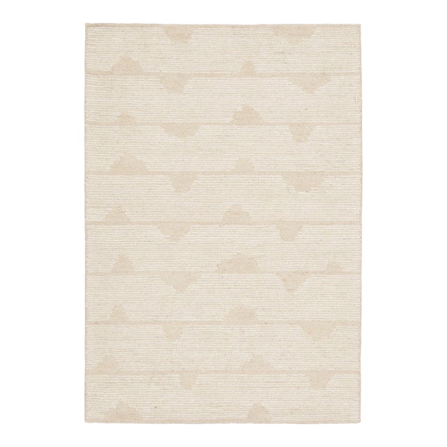 Contemporary Geometric Beige & Ivory Wool Rug by Rug & Kilim, India For Sale