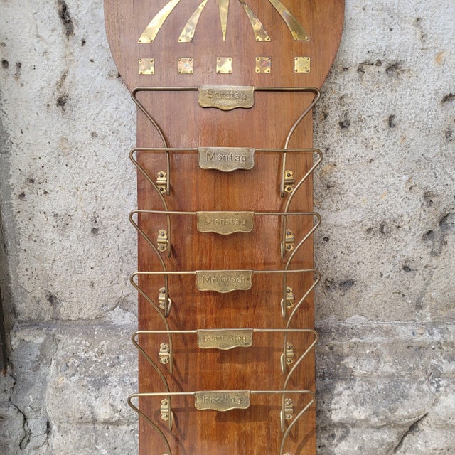 Art Deco Wall-Mounted Magazine Rack in Wood and Gilt Brass, Germany, 1930s For Sale - Image 12 of 18