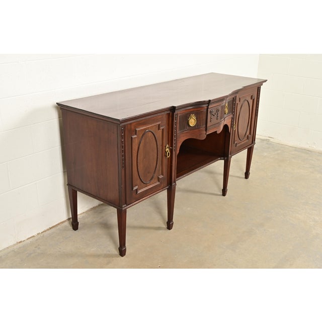 Berkey & Gay Antique French Regency Louis XVI Carved Mahogany Sideboard or Bar Cabinet For Sale - Image 4 of 16