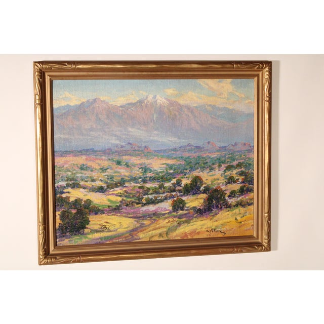 Impressionist painting of a view of Mt. Whitney by California artist Joseph Frey (1892-1977). Oil on canvas. Frame...