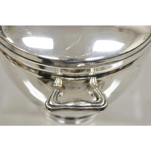 Metal Vintage Knight Silversmiths Silver Plated Modern Lidded Bar Ice Bucket For Sale - Image 7 of 12