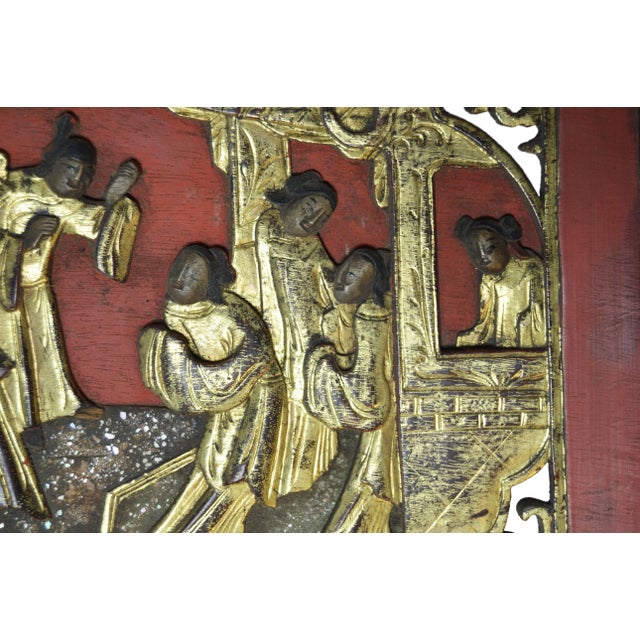 Antique Chinese Hand-Carved Wooden Sign For Sale - Image 10 of 11