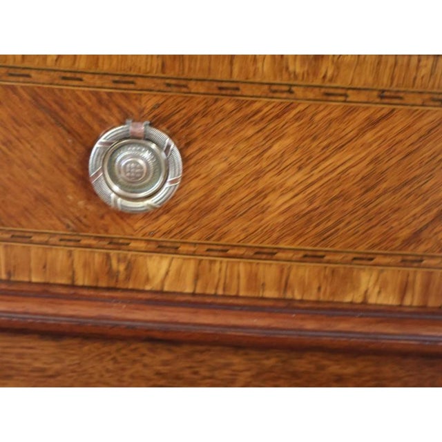 French Louis XV Style Walnut Inlaid Marble Top Dresser High Chest Circa 1920's For Sale - Image 17 of 18