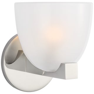 AERIN for Visual Comfort Signature Carola Single Sconce in Polished Nickel with Frosted Glass For Sale