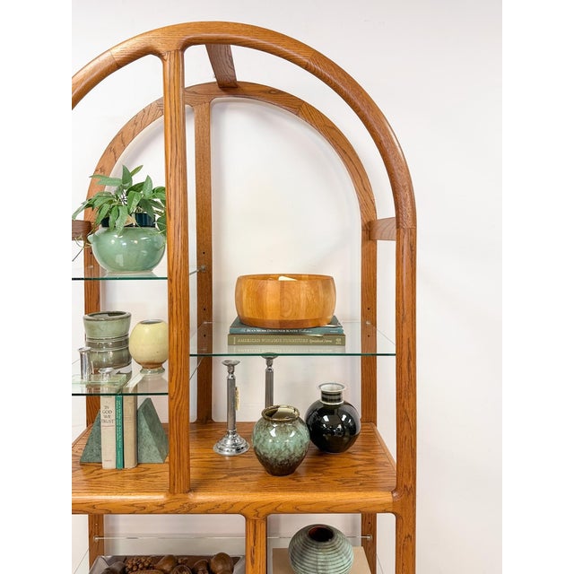 Danish MCM Bentwood Display Shelf Glass Shelves Vintage Etagere Bookcase For Sale - Image 9 of 13