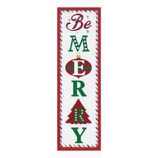 Metal Be Merry Sentiment Sign 30"H For Sale