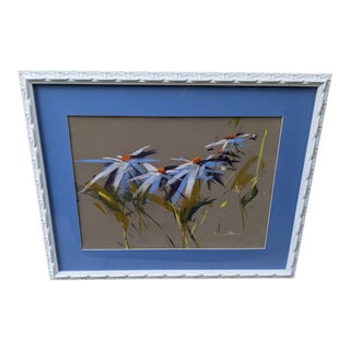 Impressionist Drawing of Daisies by Master Pastel Artist Tony Allain For Sale