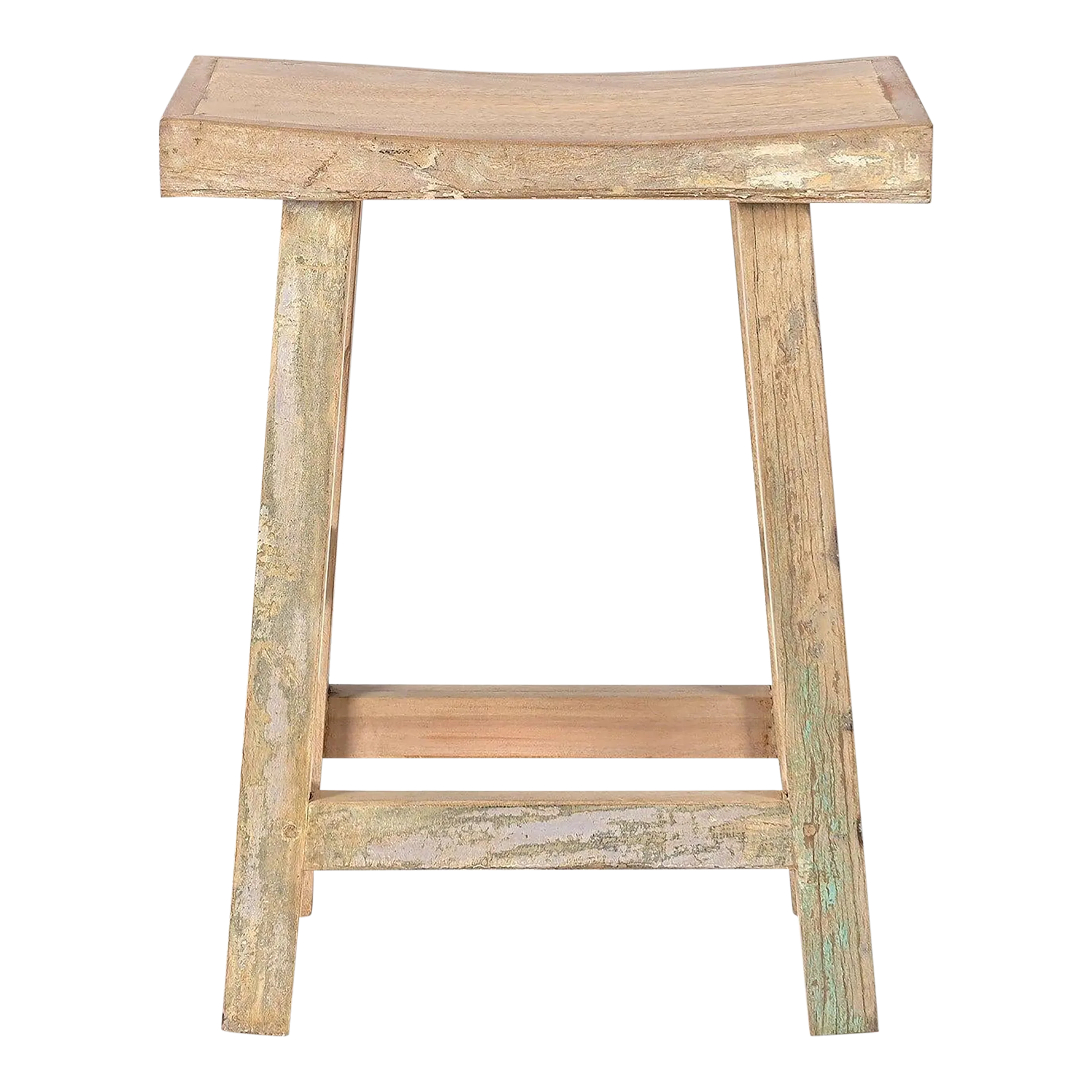1990s Reclaimed Wood Rustic Farmhouse Style Tall Counter Stool