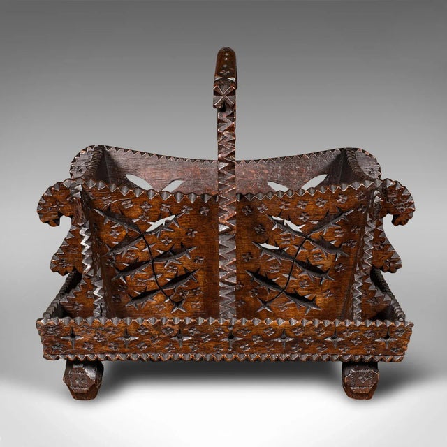 This is an antique truffle collecting trug. A German, oak carry basket in Black Forest taste, dating to the late Victorian...