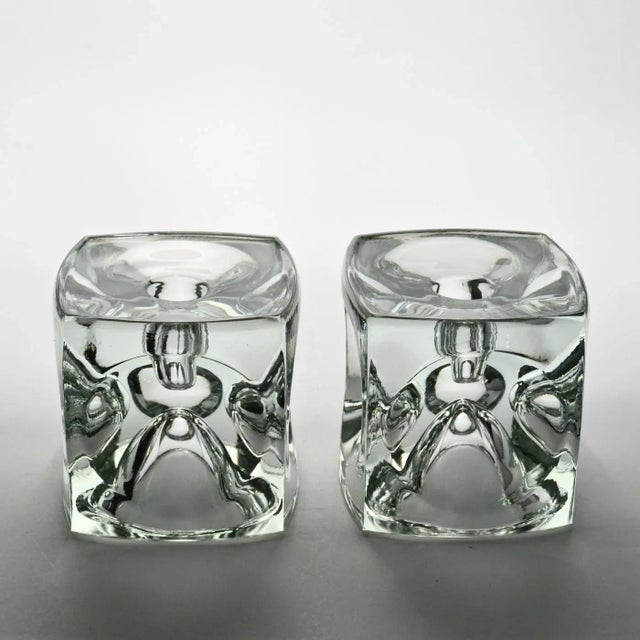 Glass Cube Candle Holders by Rudolf Jurnikl, 1970s, Set of 2 For Sale - Image 4 of 8