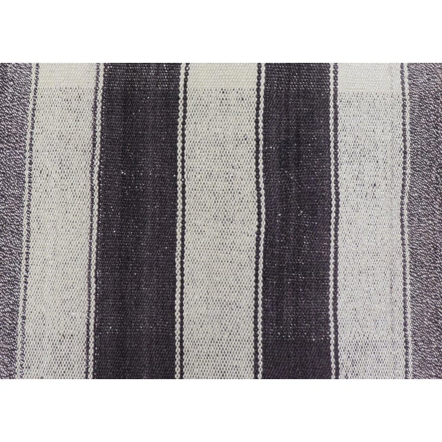 Mid 20th Century Vintage Turkish Kilim With Vertical Stripes in Brown and Cream For Sale In Atlanta - Image 6 of 10