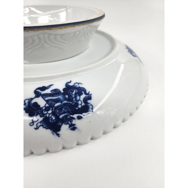 Late 20th Century Hand-Painted Bat Trang Blue & White Porcelain Pedestal Serving Dish With Dragon Motif For Sale - Image 9 of 13