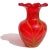 Mid-Century Modern Murano Venetian Vintage Red Yellow Pulled Feather Gold Leaf Italian Art Glass Ruffle Rim Flower Vase For Sale - Image 3 of 10