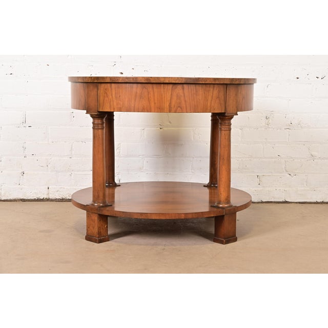 Baker Furniture French Empire Cherry and Burl Wood Tea Table, Circa 1960s For Sale - Image 15 of 16