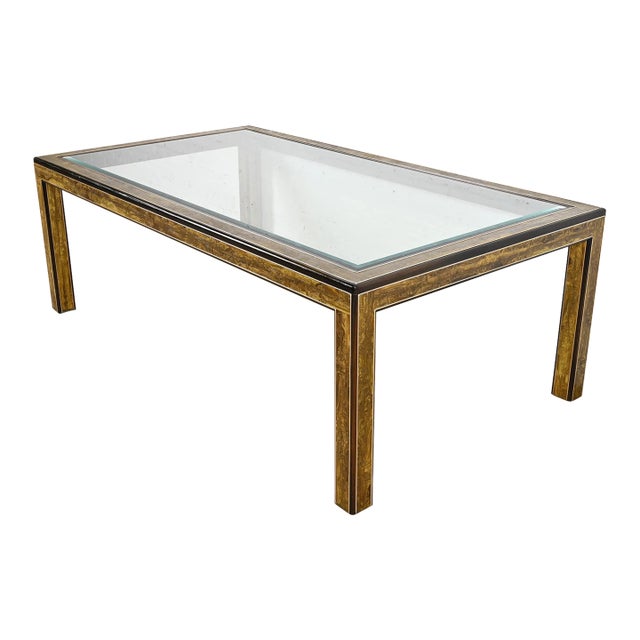 Bernhard Rohne for Mastercraft Hollywood Regency Acid Etched Brass Dining Table, 1970s For Sale