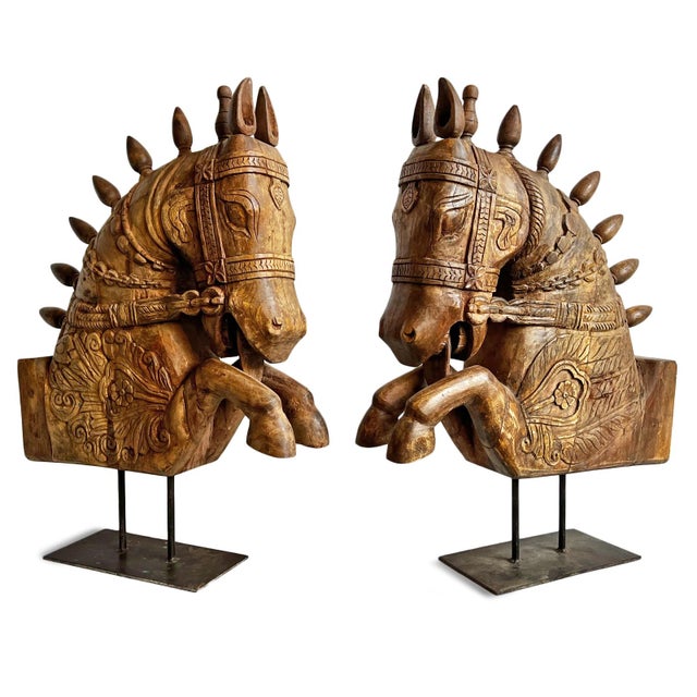 Carved Marwari Jumping Horse on Stand For Sale - Image 9 of 11