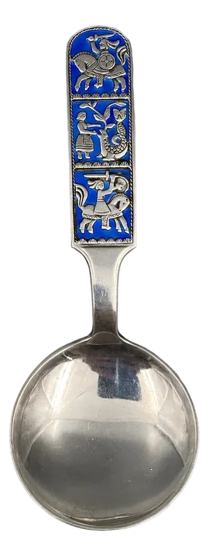 Mid-Century Collectors Spoon in Sterling Silver with Enamel Work by David Anderson, Norway