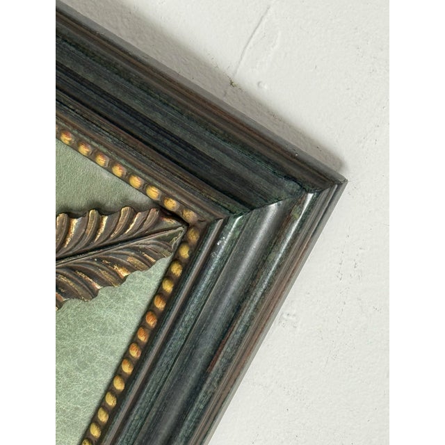 French Art Deco Leather + Nailhead Framed Wall Mirror For Sale - Image 10 of 12
