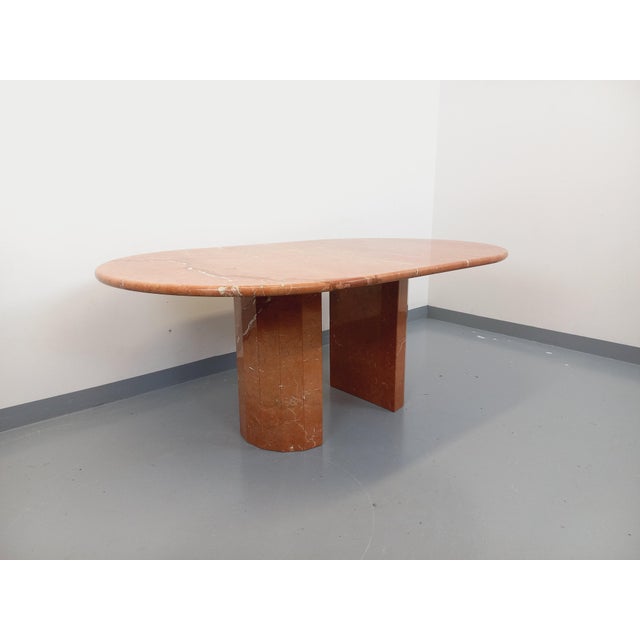 Stone Vintage Oval Dining Table in Pink Marble, 1970s For Sale - Image 7 of 18