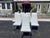 1970s Set of 6 Custom White Leather Parsons Dining Chairs Attributed to Design Institute of America For Sale - Image 5 of 18