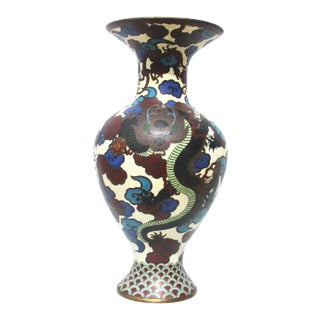 Massive Japanese Enamel Vase Late 19th Century For Sale