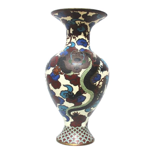 Massive Japanese Enamel Vase Late 19th Century For Sale
