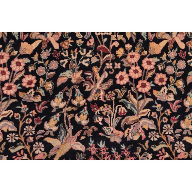Floral Gulshan Pak-Persian Black/Black Wool Rug - 9'2'' X 12'1'' For Sale - Image 4 of 8