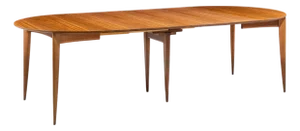 Gio Ponti for Singer & Sons Model 2135 Mid Century Walnut Expanding Dining Table With 4 Leaves