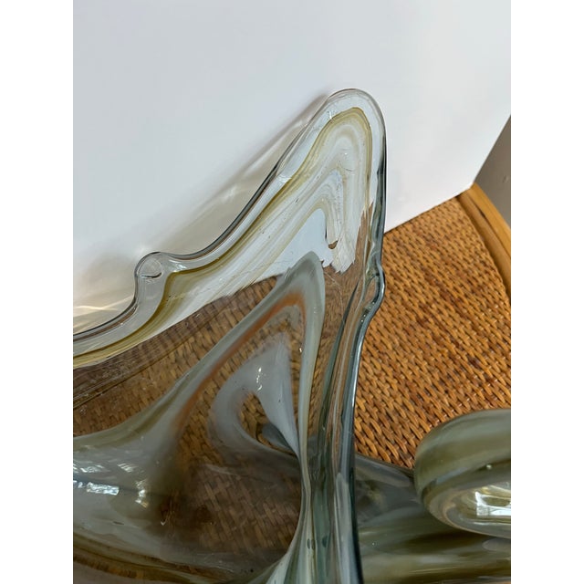 Mid Century Hand Blown Swirl Glass Swan For Sale - Image 9 of 12