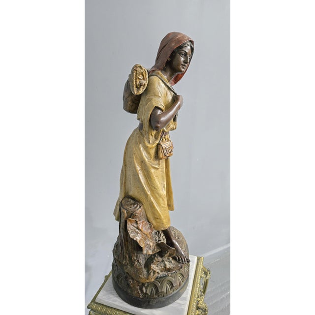 Terracotta Fisher Girl attributed to Bernard Bloch, 1880s For Sale - Image 4 of 9