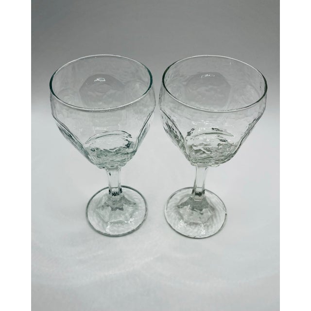 1980s “Chivalry” Textured Wine Glasses- A Pair For Sale - Image 4 of 9