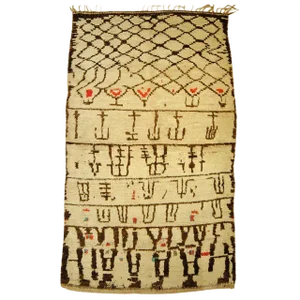 Moroccan Beige Brown Woolen Berber Rug, 1920s