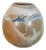 Mid Century Modern Round Vase Blue Tan Glaze Studio Ceramic Weed Vintage Flower For Sale