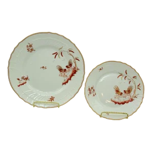 Richard Ginori Siena Porcelain Dinner Plates Roosters Design Florence Italy