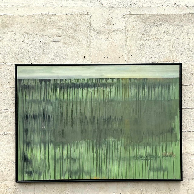 Vintage Boho Original Abstract Oil Painting on Canvas For Sale In West Palm - Image 6 of 7