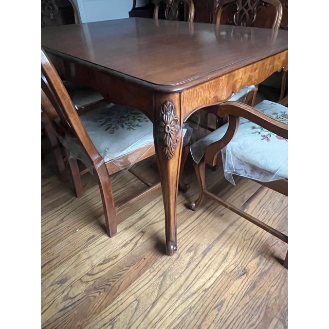 Mid 20th Century Beautiful French Provincial Dining Room Table With 6 Needlepoint Covered Chairs For Sale - Image 4 of 9